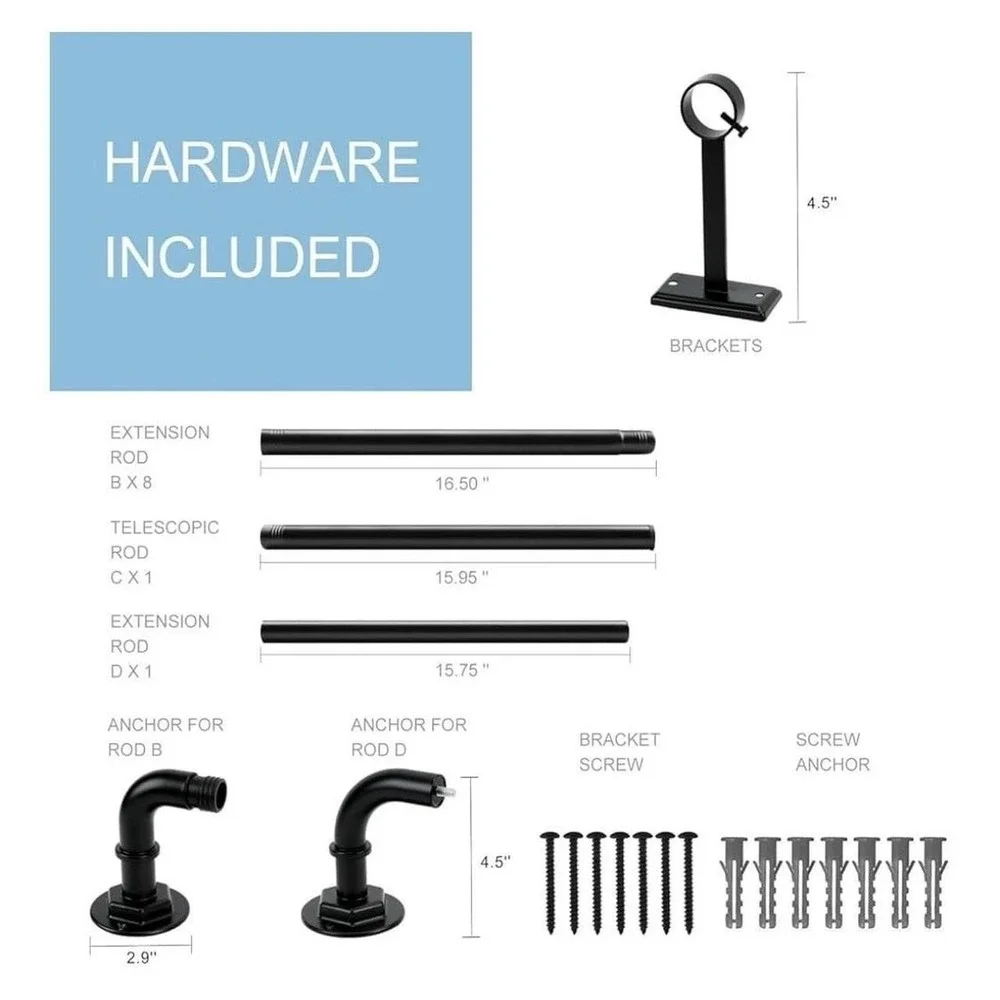 Byondeth‎ Industrial Blackout Curtain Rod, Adjustable 16-144